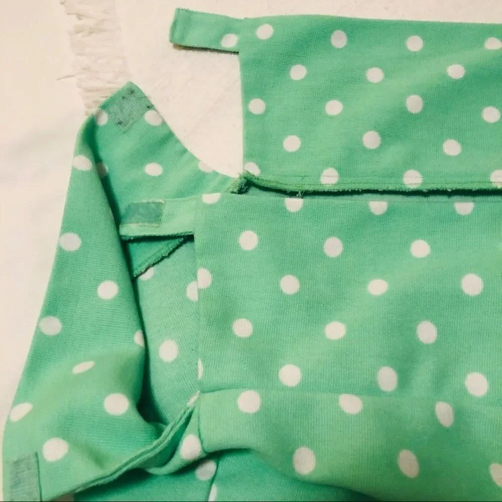 Pottery Barn Basket Liner Mint Green with White Polka Dots Polyester Teen Dorm